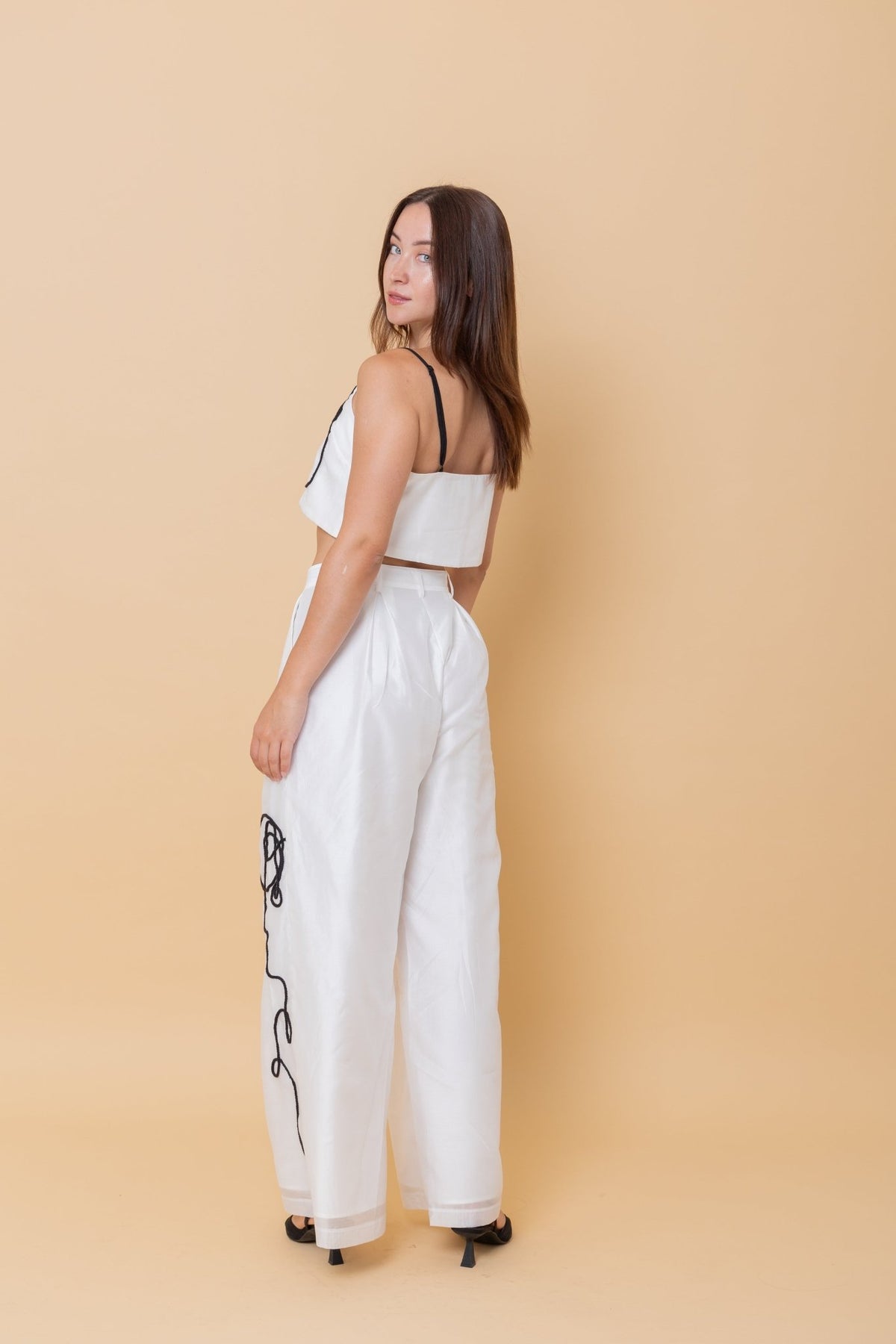 White Embroidered Co-ord Set for Women