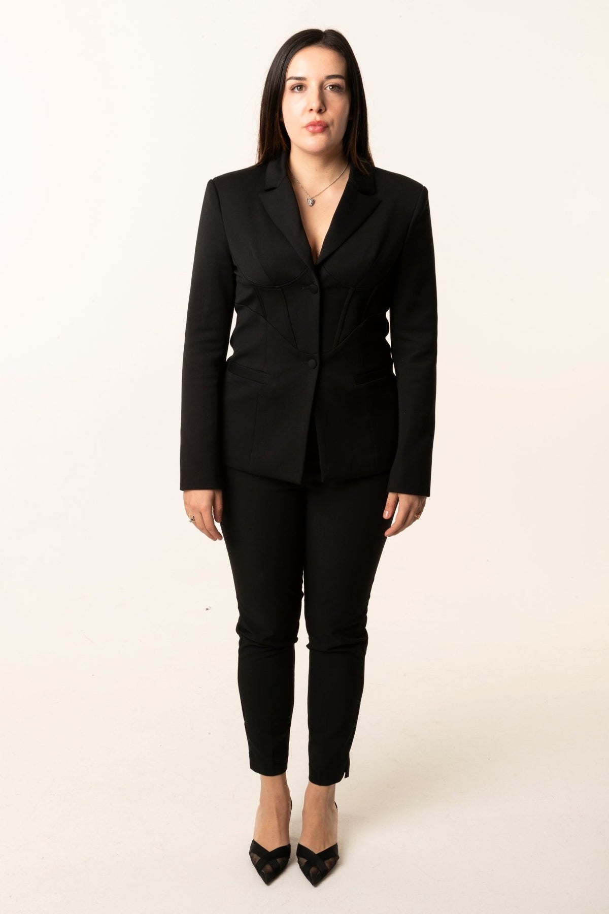 Black Corset-Fit Blazer for Women