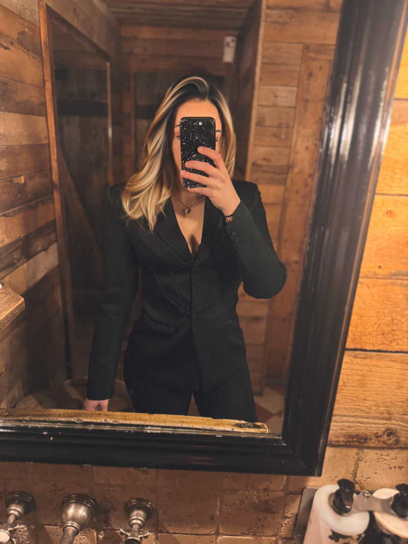 Black Corset-Fit Blazer for Women