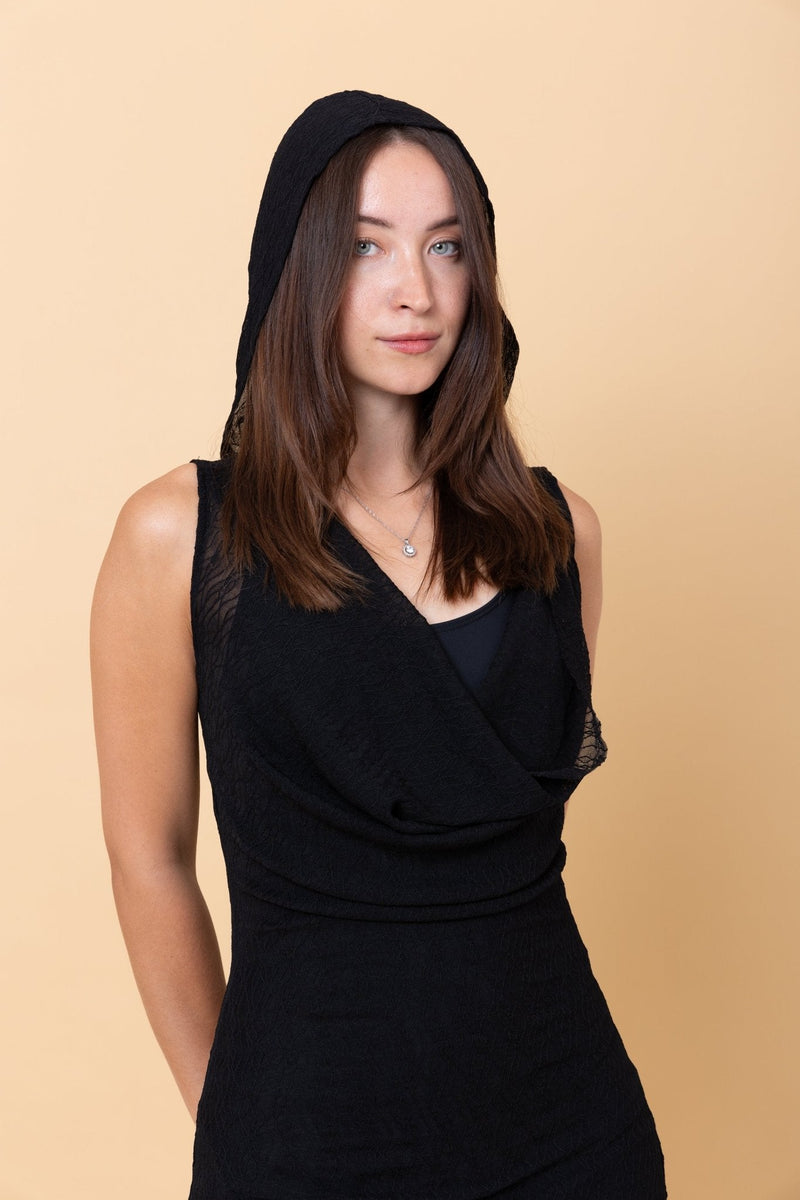 Black hooded Maxi Dress online