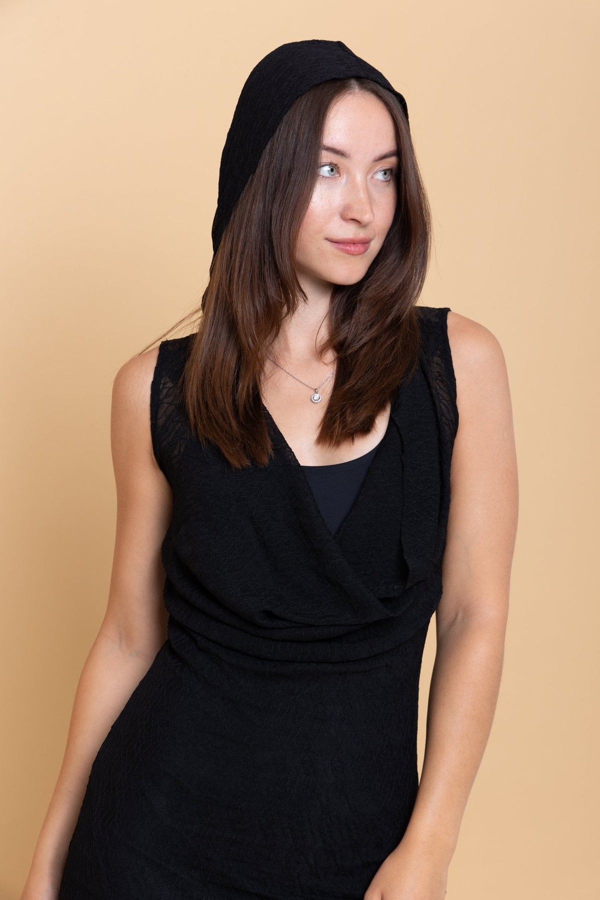 Black hooded Maxi Dress online