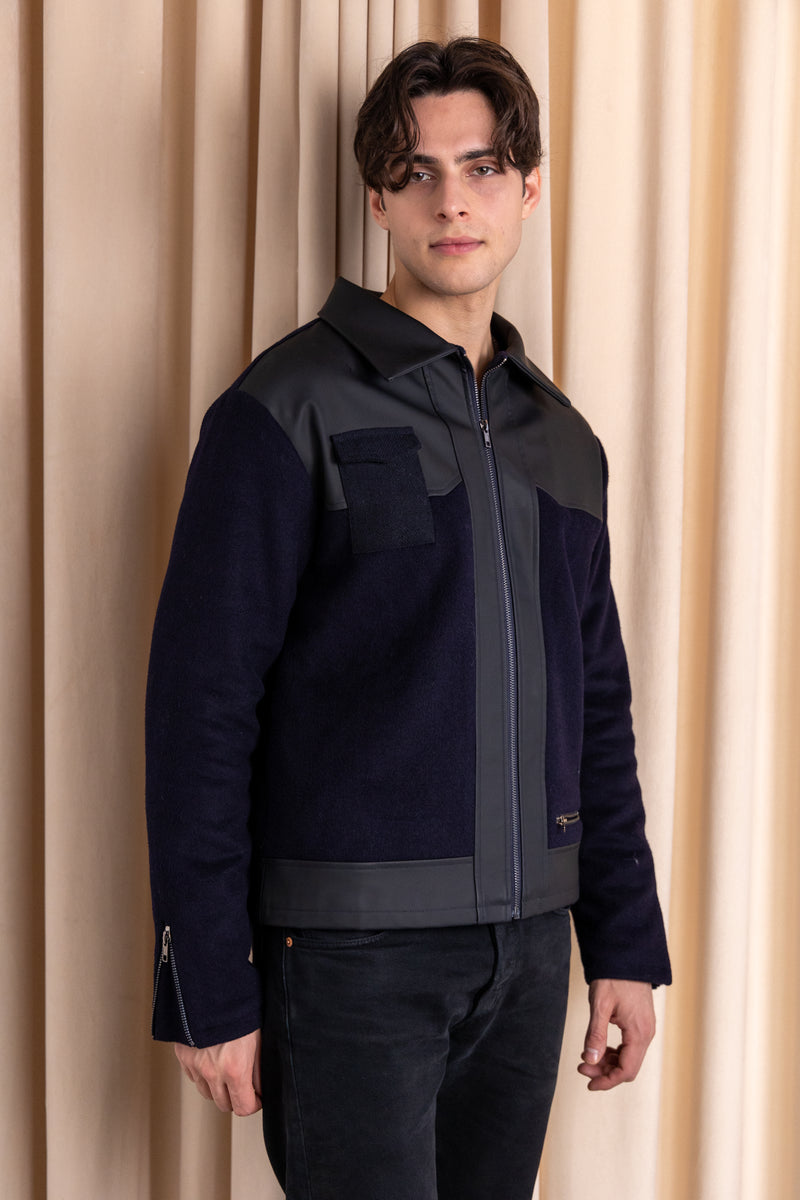 Black Pocket-Style Casual Jacket for Men