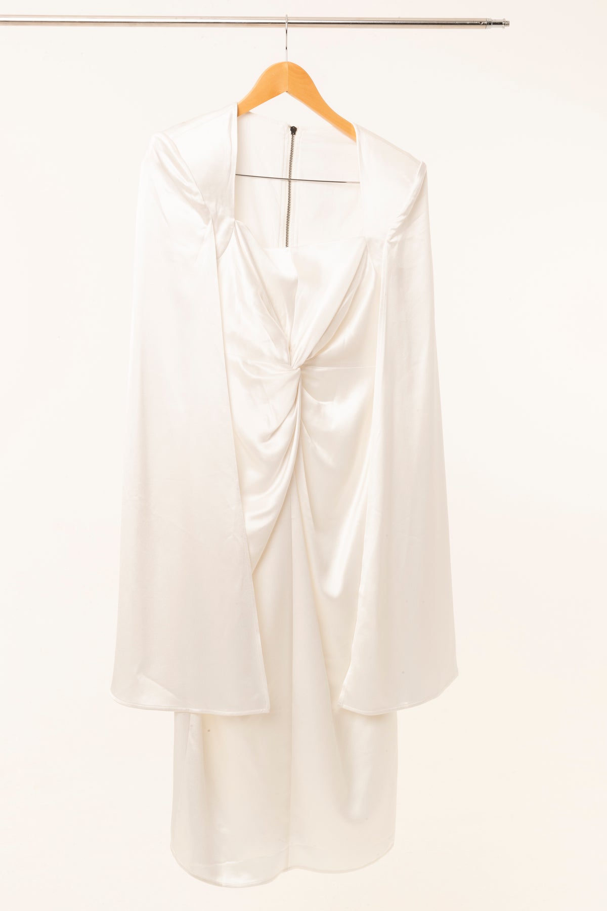 White Satin Shoulder-Drape Dress online