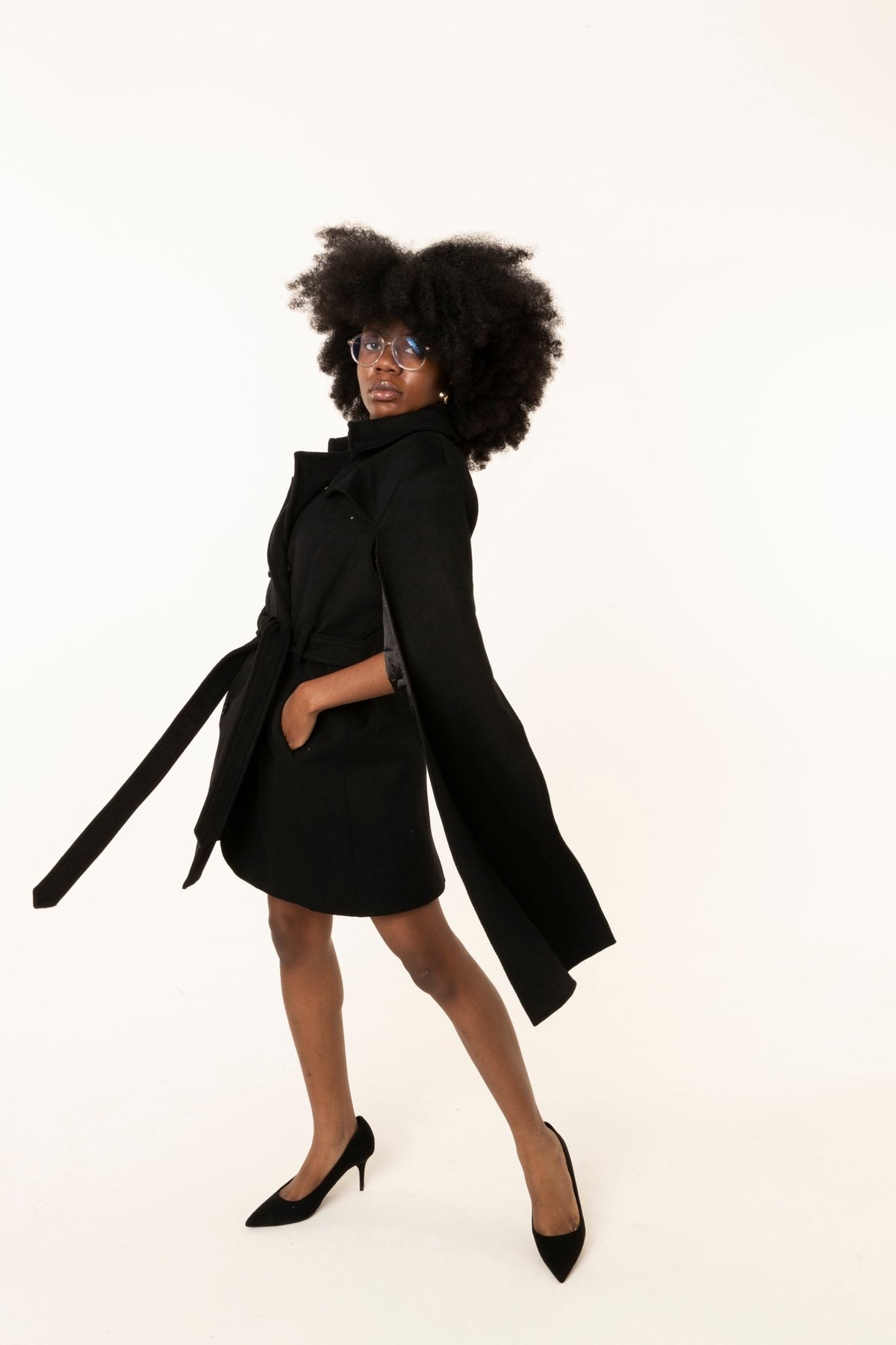 Black Dramatic - Sleeve Wrap Coat - #GT#